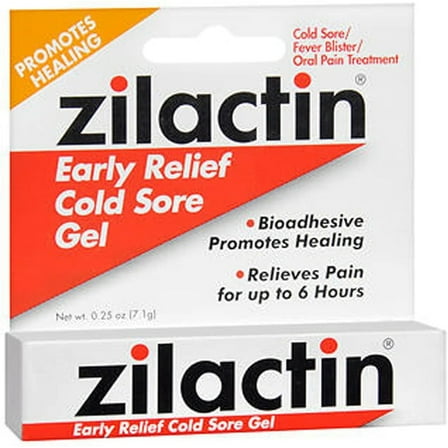 Zilactin Early Relief Cold Sore Medicated Gel, 0.25 Oz.