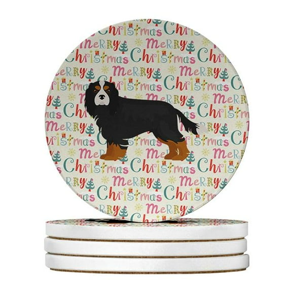 Cavalier King Charles Spaniel Merry Christmas Large Sandstone Coasters Pack of 4 4 in x 4 in