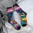 thumbnail image 5 of Xecao Colorful Mushroom Pattern Sport Socks for Women and Men Crew Socks Sporty Calf Socks Casual Socks, 5 of 6