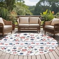thumbnail image 4 of Independence Day Round Area Rug 5Ft Washable Circle Rugs for Living Room Bedroom, 4th of July Red Blue Stripes Star Leaves Non-Slip Carpet Floor Mats Indoor Outdoor Carpet Runner Aesthetic Home Decor, 4 of 8