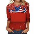 thumbnail image 1 of Camisetas Casuales de las Mujeres de Moda Impresa 3/4 Mangas Blusa Cuello Redondo para el Hogar Y Diario, 1 of 4