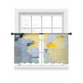 thumbnail image 2 of Abstract Color Block Sheer Curtains 45 Inches Long 2 Panels Yellow Blue Modern Oil Painting Art Light Filtering Semi Sheer Window Curtains Drapes for Bedroom Living Room 52"x45", 2 of 7
