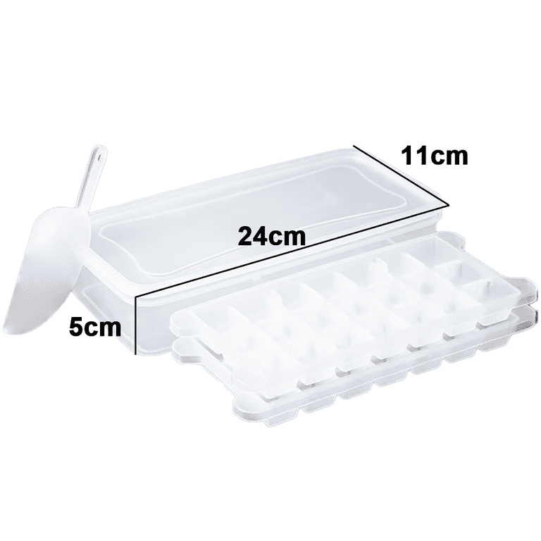 AMONTZA Ice Cube Tray with Lid and Bin, Upgraded Ice Trays for Freezer with Bin | 33x2 Round Ice Cube Mold Easy Release | 2 Ice Tray for Chilling Cocktail