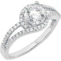 Arista 1/2 Carat T.G.W. Swarovski Crystal and Cubic Zirconia Halo Engagement Ring in Sterling Silver