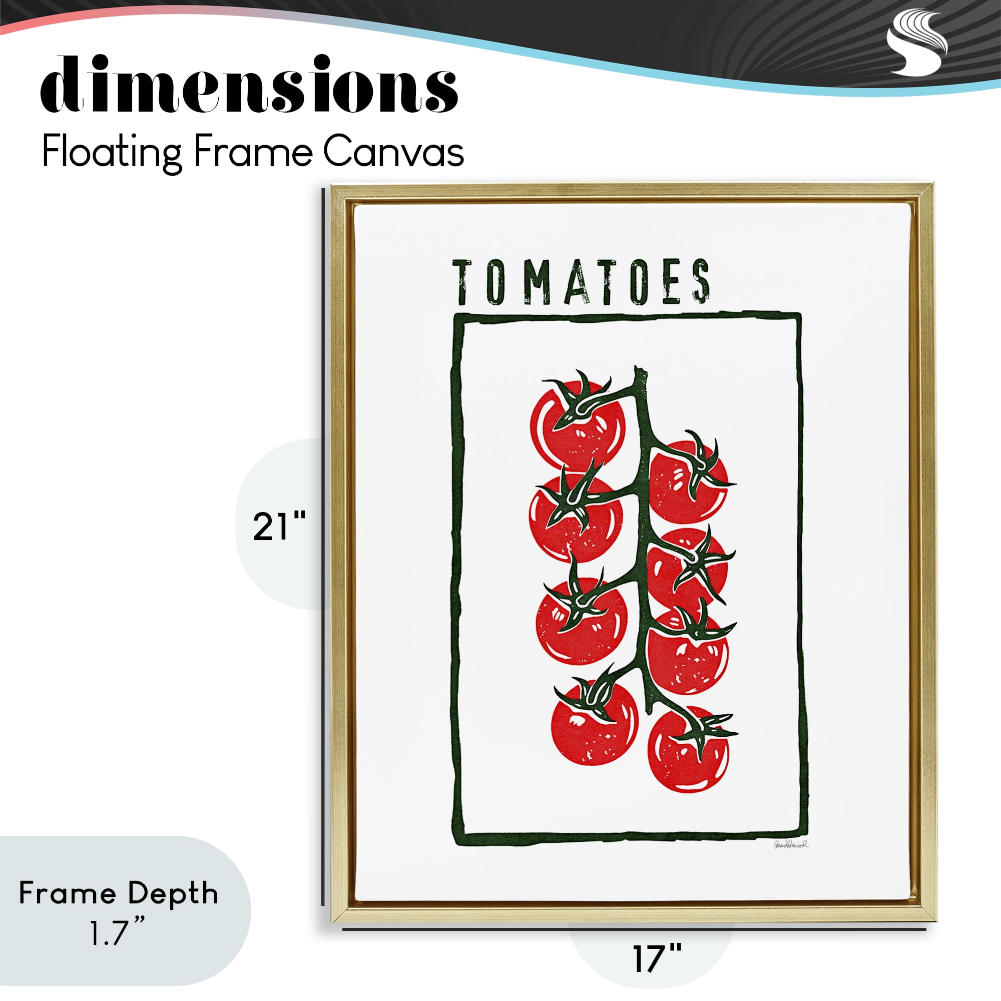Stupell Industries Ripe Tomatoes Cluster Gold Framed Floater Canvas Wall Art, design by Amanda Greenwood