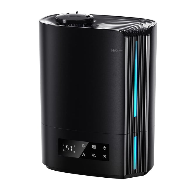 Breezome 6L Humidifiers For Bedroom Large Room & Essential Oil Diffuser, Ultrasonic Top Fill Cool Mist Humidifiers For Baby, Plants, Nursery Last Up To 60 Hours, Smart Humidistat Control, Quiet, Black
