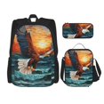 thumbnail image 1 of Balery Textured Bald Eagle Mochila escolar 3 en 1 para niños: mochila resistente con lonchera térmica y estuche para lápices. Mochila escolar para niños y niñas., 1 of 7