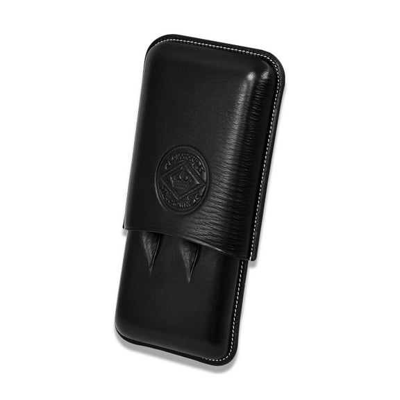 Diamond Crown Royal Collection Three-Cigar Leather Case - Black