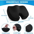 thumbnail image 2 of Office/ Car Seat Cushion, Non-Slip Sciatica & Back Coccyx Tailbone Pain Relief Chair Pad, Memory Foam Butt Pillow for Computer Desk, Wheelchair, Driving (Black), 2 of 4