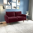 thumbnail image 5 of Enor Furniture Anacapa 58" Round Arm Upholstered Velvet Loveseat in Red, 5 of 13