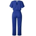 thumbnail image 5 of Wirziis Jumpsuits for Women Casual Loose Batwing Sleeve Crewneck Rompers Long Pants Belted Wide Legs Overall S-XL, 5 of 6