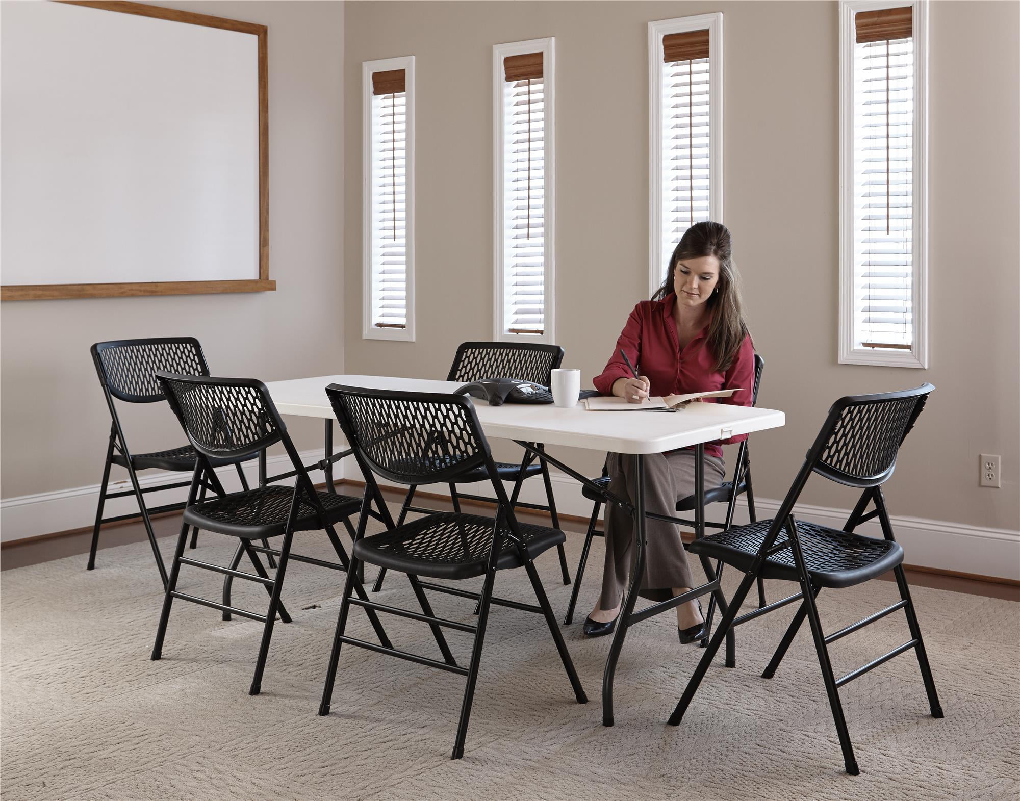 Commercial Resin Mesh Folding Chair Black 4 Pack Walmart Com Walmart Com