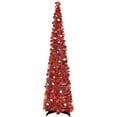 thumbnail image 1 of Artificial Tinsel Christmas Tree Slim Cone Shaped Decorative Tree with Metallic Foil Discs for Indoor Holiday Display, 1 of 4