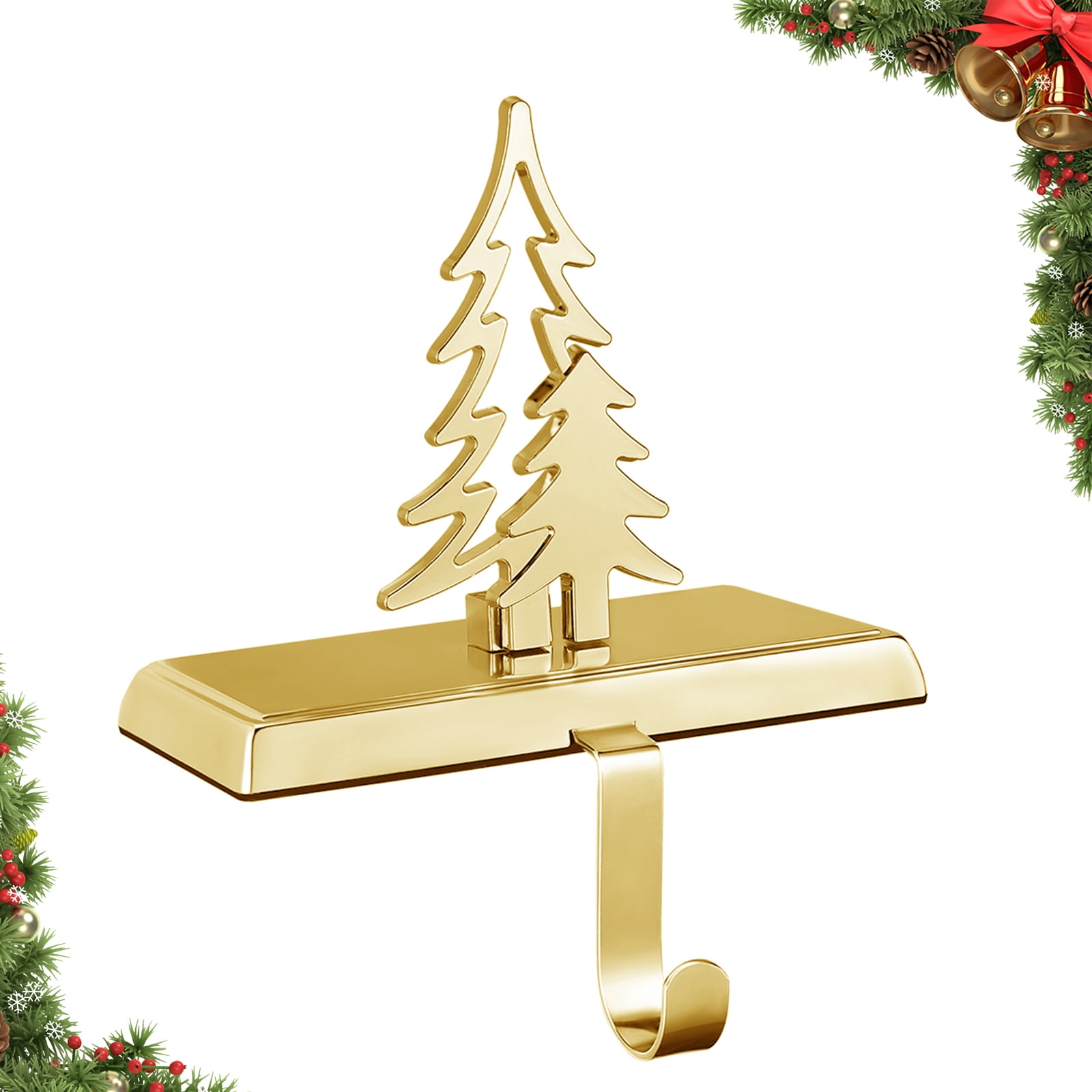 Stocking Holders for Mantle, gold color Christmas Tree Stocking Holders