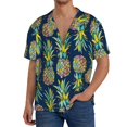 thumbnail image 3 of Easygdp Colorful Pineapples Men's Casual Short-sleeved Shirt with Pocket and Button Suitable for Beach Vacation Leisure - Large, 3 of 7