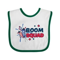 Inktastic 4th of July Boom Squad Blue and Red Fireworks Boys or Girls Baby Bib