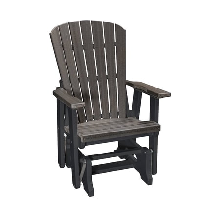 American Furniture Classics Fan Back Glider in Coastal Gray Woodgrain with a Black Base