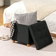thumbnail image 3 of PINPLUS 15" Footstool for Living Room,Black Ottoman Storage Box with 4 Wood Legs,Folding Ottoman Coffee Table with Storage, 3 of 7