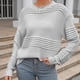 thumbnail image 1 of Suéter Jersey de manga larga para mujer, suéter básico informal con cuello redondo, traje diario de ajuste holgado Kuymtek Gris T XL para Mujer, 1 of 9