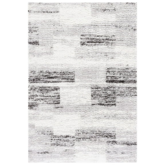 SAFAVIEH Berber Shavonne Abstract Shag Area Rug, 8' x 10', Grey/Light Grey