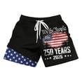 thumbnail image 3 of Soft Men's Patriotic Shorts Swim Trunks with Zipper Pockets Comfy Lightweight Independence Day American Flag High Waist Beach Shorts Black L, 3 of 4