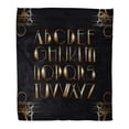 thumbnail image 1 of ASHLEIGH Flannel Throw Blanket Party Black Great Gatsby Lettering Letter Glamour Alphabet Modern Soft for Bed Sofa and Couch 50x60 Inches, 1 of 1