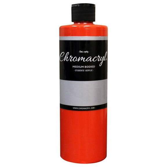 Chromacryl Premium Students Acrylic Paint, 1 pt Bottle, Primary Warm Red