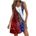 thumbnail image 2 of Vetsdori Summer Mini Dress for Women Fourth of July Slip Dress Casual Red White and Blue Graphic Knee Length,Backless Tank Womens Dresses V-Neck, 2 of 7