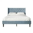 thumbnail image 2 of Castle Place Sophisticated Wingback Velvet Upholstered Full Platform Bed, Light Blue, 2 of 11