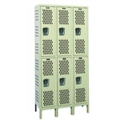 Double Tier 3-Wide Heavy-Duty Ventilated Locker (36 x 12 in.)