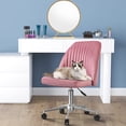 thumbnail image 4 of Vanspace Home Office Desk Chair Velvet Task Chair Vanity Chair Computer Chair with Wheels Adjustable Mid-Back Twill Swivel Chair for Dresser Table Work Study Living Room, Pink, 4 of 5