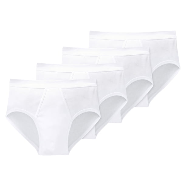 SCHIESSER Herren Slips 4er Pack - Doppelripp, Sportslip, Cotton Essentials Blanco 2XL (2X-Large)