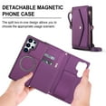 thumbnail image 4 of Designed for Samsung Galaxy S20 FE Multi-Function Wallet Phone Case,With Shoulder Strap&Wrist Strap,Cash Pocket&Card Slots,Zipper Purse,Magnetic Detachable PU Leather Flip Phone Case,Purple, 4 of 9