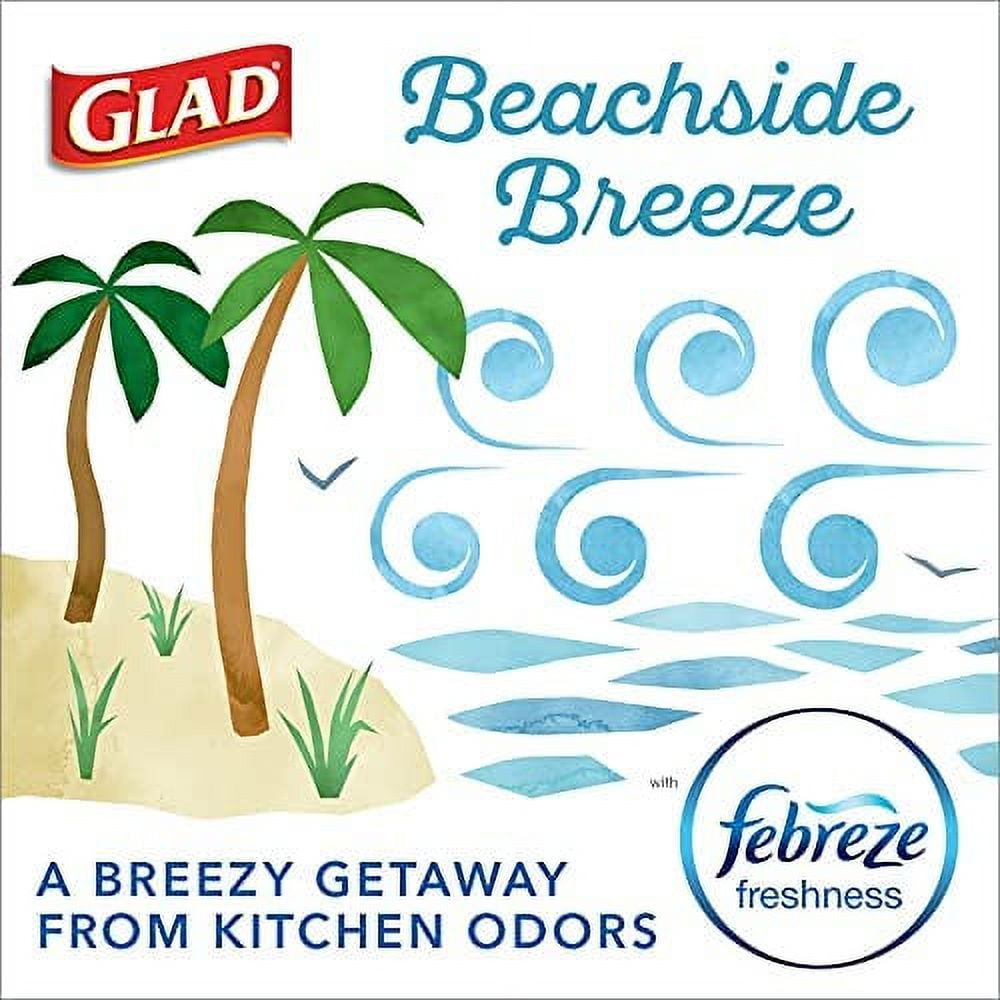 Glad Small Kitchen Drawstring Trash Bags 4 Gallon Green Trash Bag, Febreze  Beachside Breeze, 80 Count (Package May Vary) Multicolor