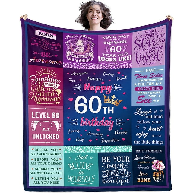 LHSHID 60th Birthday Gifts For Women 60 Birthday Gifts For Women Throw Blankets 60 Year Old Gifts For Women 60th Birthday Gift Ideas Gifts For 60 Year Old Woman 40x50in