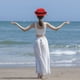 thumbnail image 2 of Sombrero de paja con ala ancha enrollable y lazo para mujer y niña, ideal para el verano, para playa (azul cielo), 2 of 7