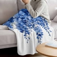 thumbnail image 3 of Blue Eucalyptus Leaves Blanket Soft Cozy Warm Throw Blanket for Couch, Plush Fuzzy Flannel Fleece Blankets for Sofa, Botanical Foliage Spring Bed Blankets Lightweight Gifts for Women, 50"x80", 3 of 9