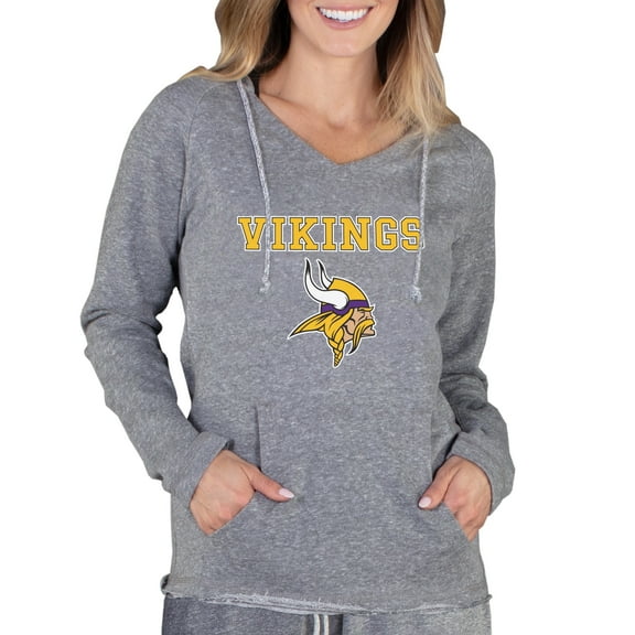 Women's Concepts Sport Gray Minnesota Vikings Mainstream Tri-Blend Raglan Hoodie V-Neck Top