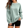 thumbnail image 2 of jehdhy Womens Striped Patchwork Sweatshirts Fall Winter Crew Neck Long Sleeve Shirts Fashion Casual Loose Pullover Tops, 2 of 7