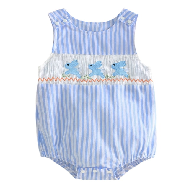 WUANDIXFA Barboteuse Décontractée à Col Rond pour Bébé Garçon Sans Manches Mignonne d'Été en Coton Biologique Basique Barboteuse Vêtements d'Été pour Bébé Garçon Barboteuses pour Bébé Garçon Bleu, 3-6 Mois