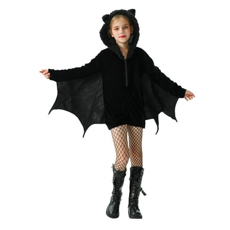 

Levmjia Girl Halloween Solid Color Black Role Playing Dress Little Girls Dress for School Party Summer A-Line Dresses 4-5 Years