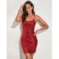 thumbnail image 3 of PrettyGuide Womens Sexy Sparkly Sequin Party Club Dress Adjustable Spaghetti Strap Shimmer Bodycon Mini Dress, 3 of 7