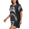 thumbnail image 2 of Lsque Black And White Shark Women's Short-Sleeved Pajama Set - 2 Piece Soft and Lightweight Sleepwear Set-Medium, 2 of 9