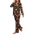 thumbnail image 5 of DISNIMO Maple Leaf Printed Women's Pajama Sets Long Sleeve Button Down Sleepwear Nightwear with Pockets Thanksgiving Day Casual Ladies Lounge Sets with Matching Pajama Pants, XS, 5 of 7