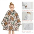 thumbnail image 6 of Light Pink Football and Flowers Pattern Blanket Hoodies for Kids 6-13YR Oversize Wearable Blanket Hoodies for Boys Girls Teens, 6 of 7