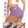 thumbnail image 4 of Women's Underwear Mid Waisted Panties Breathable Full Coverage Printed Comfortable ladies Floral 4 Pack, 4 of 5
