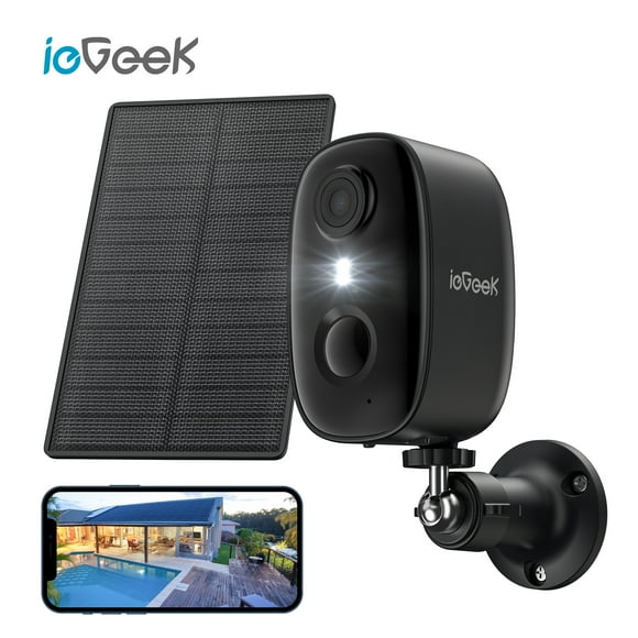 ieGeek Solar Security Camera Outdoor Wireless WiFi, 2K Color Night Vision, Waterproof, Surveillance Camera with AI Detection, Work with Alexa