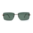 thumbnail image 1 of Womens Slick Minimal Luxury Rimless Rectangle Retro 90s Sunglasses Gold Green, 1 of 4