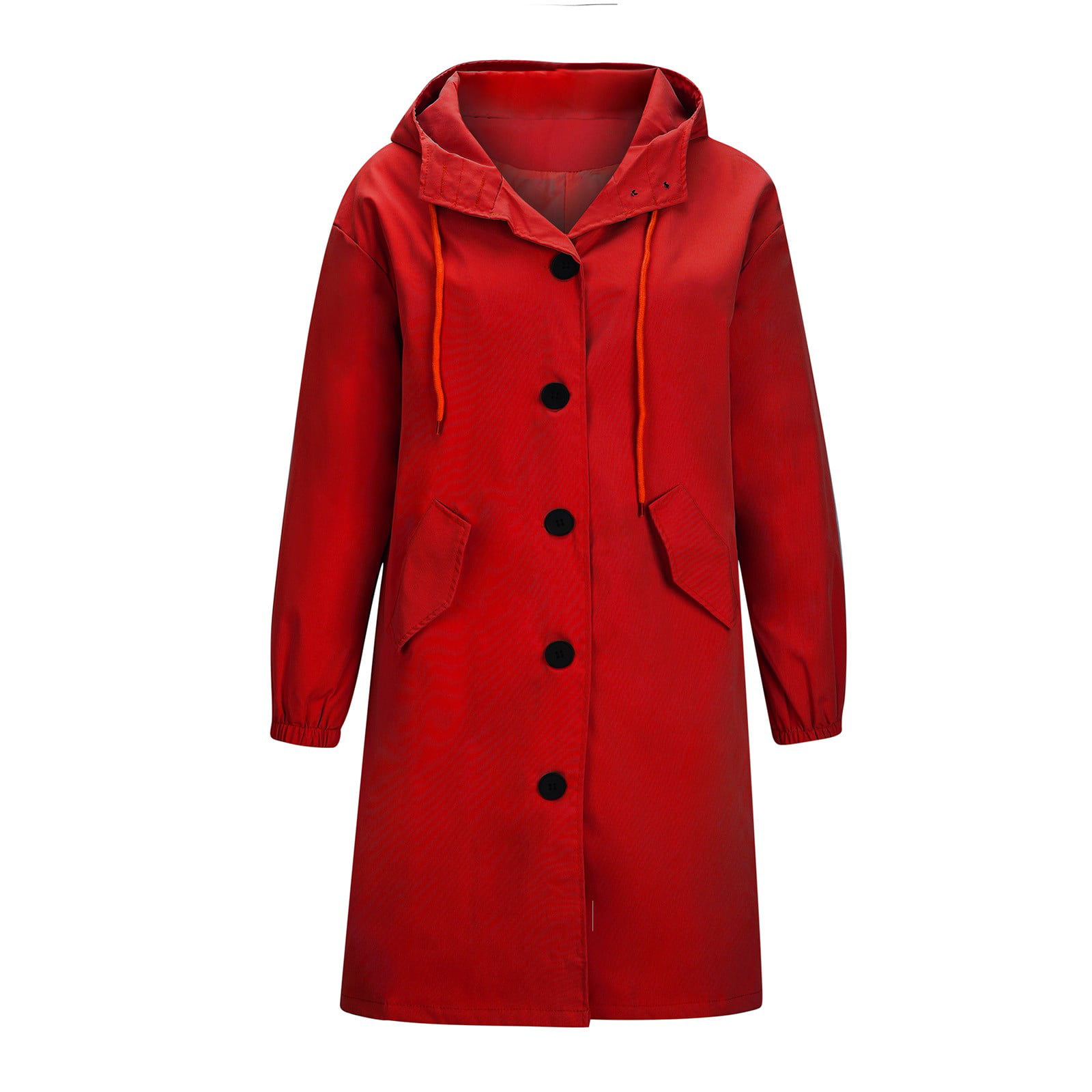 BVnarty Women's Top Button Down Rain Waterproof Windbreaker Climbing  Outdoor Trench Coat Plus Size Long Sleeve Solid Color Shacket Jacket Casual  Hooded Neck Lightweight Winter for Mujer Red XL 