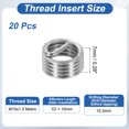 thumbnail image 2 of Uxcell Wire Thread Inserts M10x1.5 Metric 1D 10mm, 20Pcs 304 Stainless Steel Helical Coiled Wire Screw Threaded Sleeve Sheath for Mechanical Equipment Automotive Repairs, 2 of 7